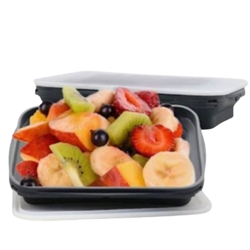 Bento Lunch Box New, 2 pcs Collapsible Silicone Containers Meal Prep, With Lids